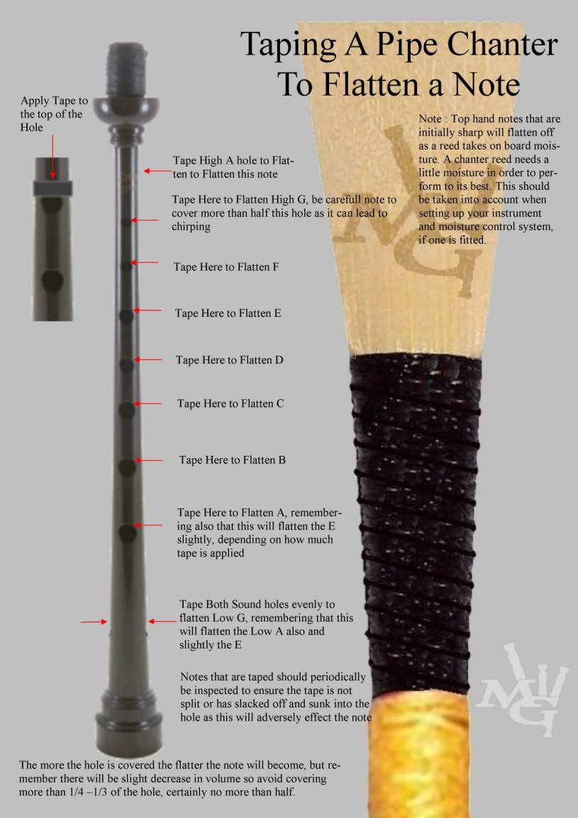 Carving-Bagpipe-Chanter tuning a chanter with tape